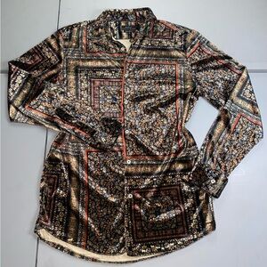 Zara Button Down Velvet Holiday Shirt